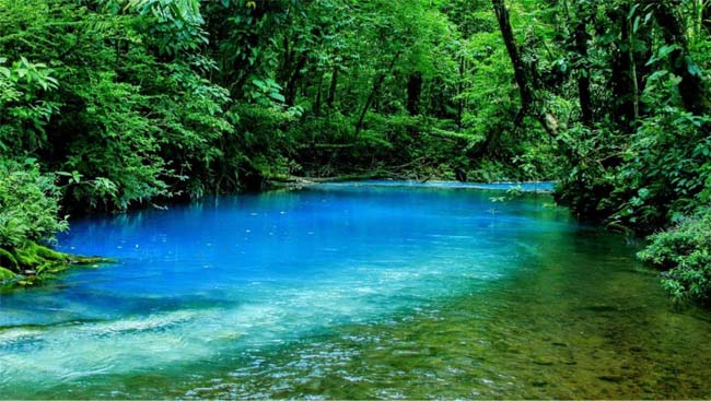 The river's distinctive blue hue